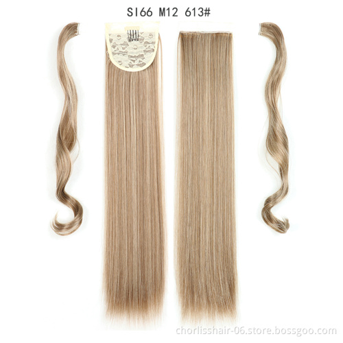 Top Quality Silky Straight High Ponytail For Black Women Pour Petite Fille Wrap Around Synthetic Clip Hair Ponytails Extensions